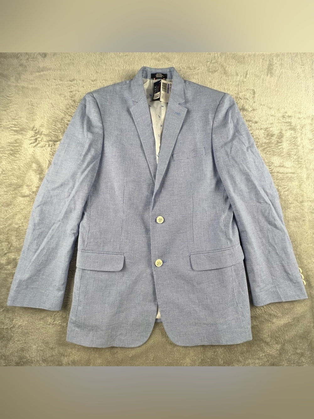 Tommy Hilfiger Blazer Boys Size 18 Blue Houndstooth White Jacket Wedding Summer